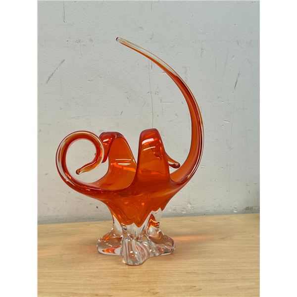 Signed Chalet Canada Art Glass Spike and Curl Centerpiece 11.25"T