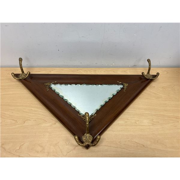 Framed Mirror With Coat Hooks - Approx: 26 x 13"