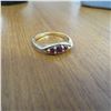 Image 6 : 14K Yellow Gold & red stone (ruby, garnet??) vintage ring.  Marked 14K.  Approx size 5.5