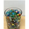 Image 2 : Large Glass Vase Full of Marbles - Approx: 7.75"T 5"W