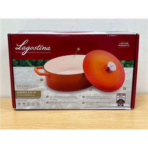 New Lagostina Enamelled Cast Iron 5 Qt. Casserole with lid