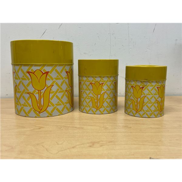 Vintage Floral Pattern Storage Canisters - largest 7"T 6"W