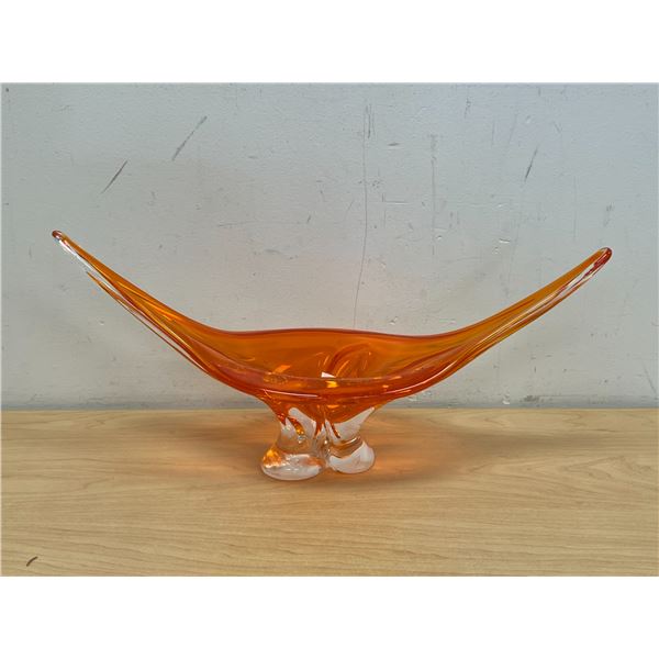Signed Chalet Art Glass Centerpiece Approx: 17"W 7.5"T