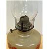 Image 4 : Vintage Blue Pedestal / Red Floral Oil Lamp with glass shade