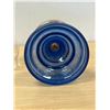 Image 5 : Vintage Blue Pedestal / Red Floral Oil Lamp with glass shade