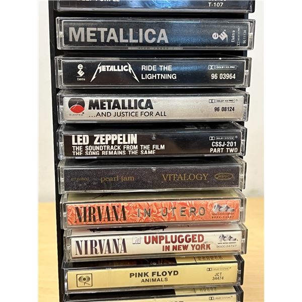 15 Mostly Rock / Metal Cassette Tapes in Holder - see all photos.