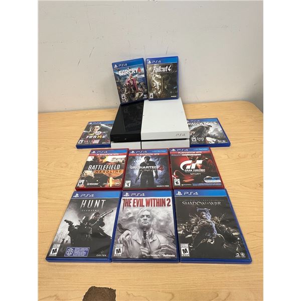 PlayStation 4 PS4 Console and 10 games (no cords or controllers) not tested, see all photos