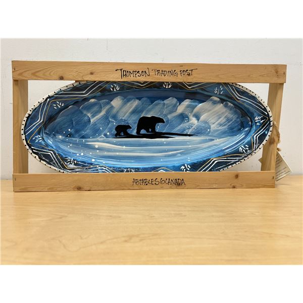 Debra Durrer Hand Painted Polar Bear & Cub 21" Platter