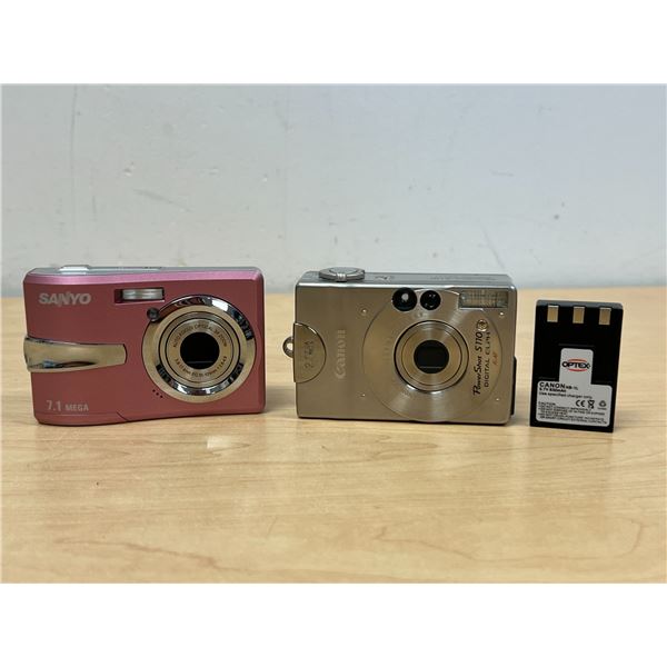 Sanyo & Canon Digital Cameras - no chargers, no SDs - see all photos, not tested