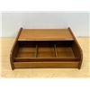 Image 1 : Teak Tambour Door Storage Box / Organizer - Approx: 14.5x14.25 & 4.25"T