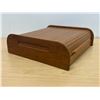 Image 3 : Teak Tambour Door Storage Box / Organizer - Approx: 14.5x14.25 & 4.25"T