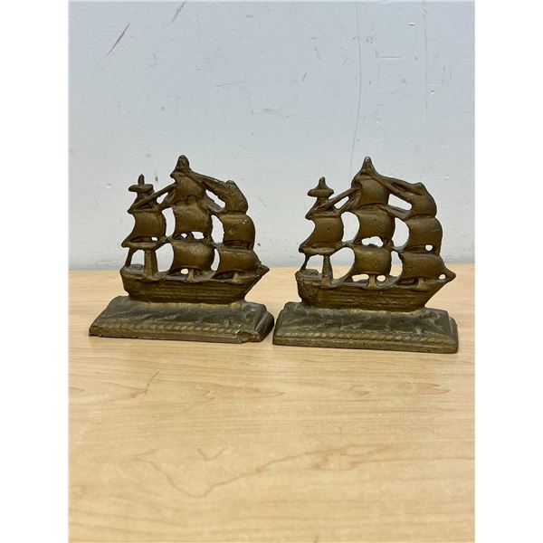 Cast Metal Ship Book Ends