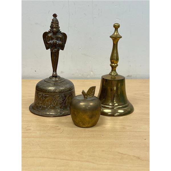 3 Brass / Metal Bells - see all photos - tallest 7.25"