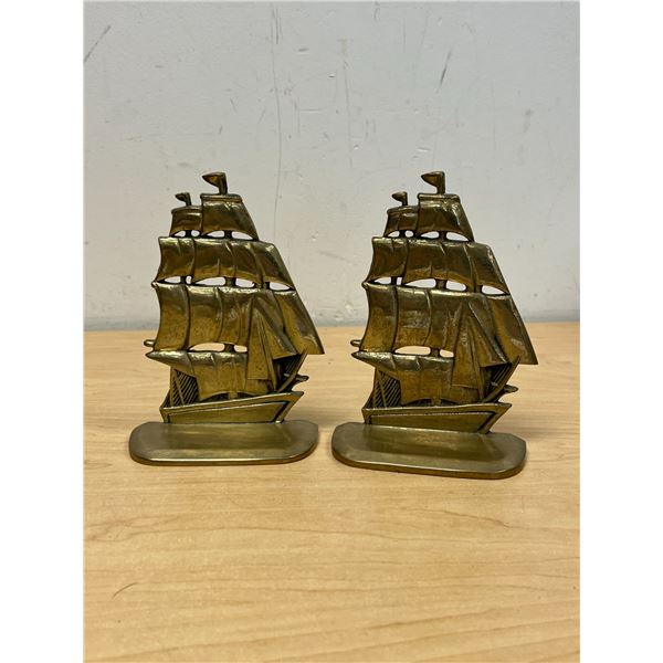Cast Metal Ship Book Ends