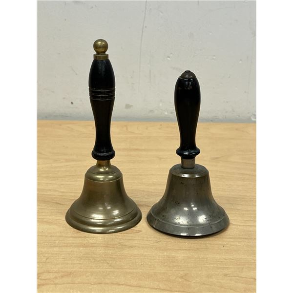 2 Wooden Handled Metal Bells