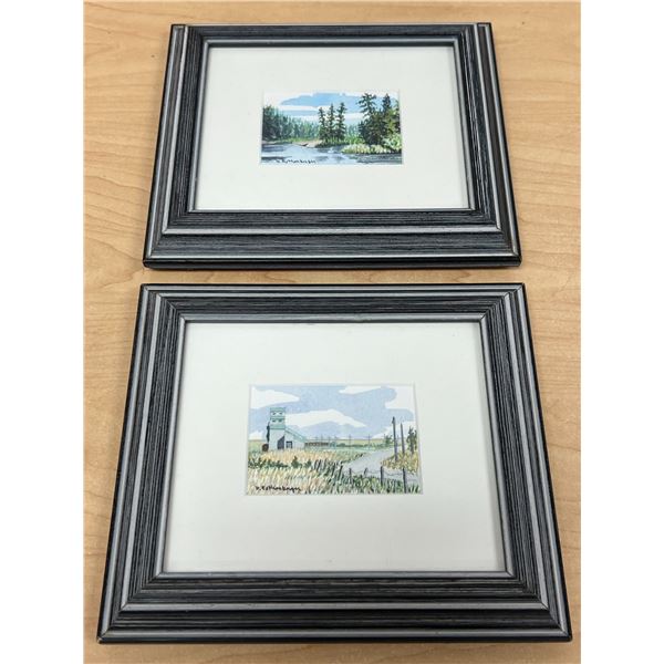 2 Debie Rothenberger Watercolours - very small - Frames 7.5 x 6.5"