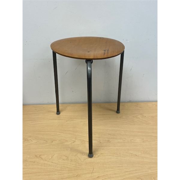 Mid Century Three Leg Dot Stool - Approx: 12 inch wide seat and 17.5 inches tall