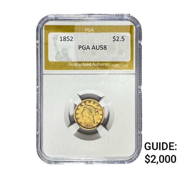1852 $2.50 Gold Quarter Eagle PGA AU58