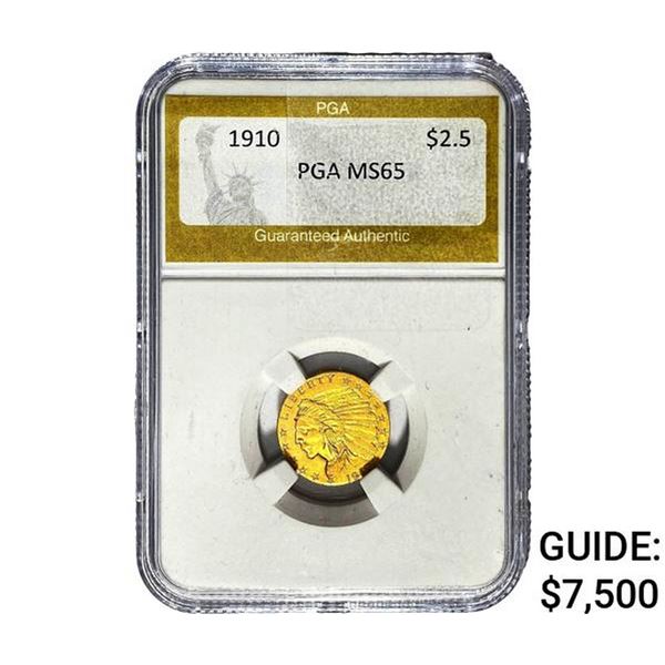 1910 $2.50 Gold Quarter Eagle PGA MS65