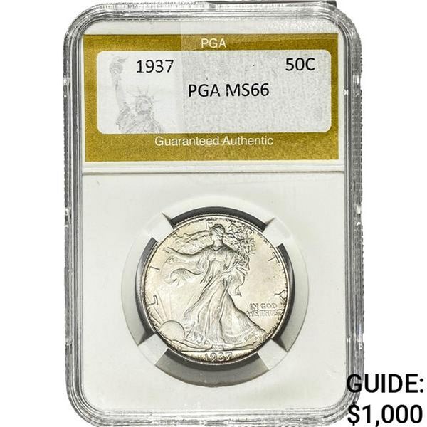 1937 Walking Liberty Half Dollar PGA MS66