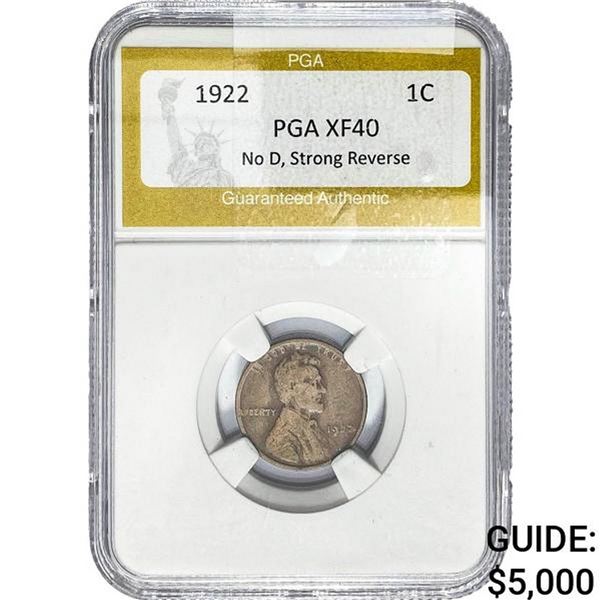 1922 Wheat Cent PGA XF40 No D, Strong Reverse