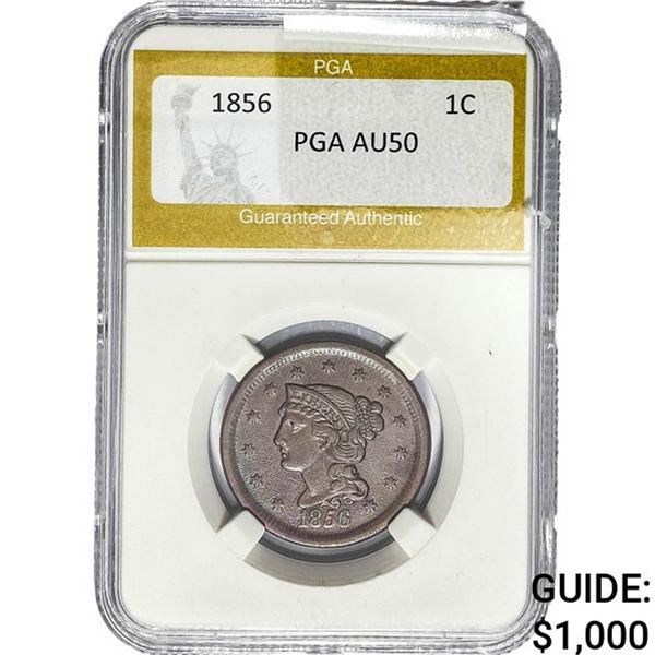 1856 Braided Hair Large Cent PGA AU50