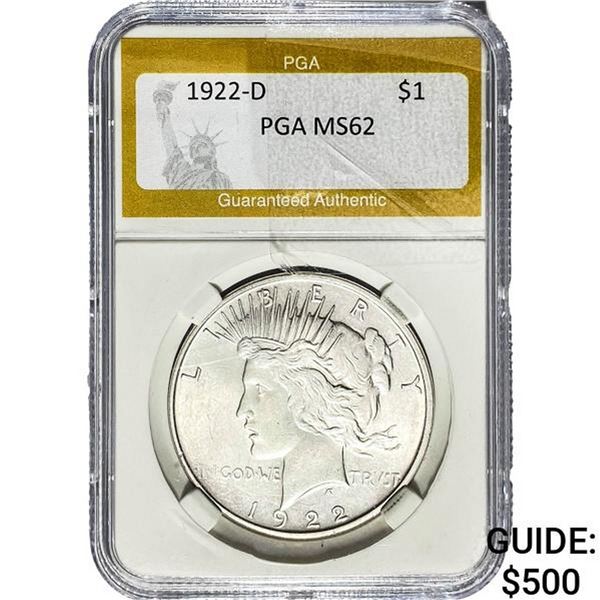 1922-D Silver Peace Dollar PGA MS62