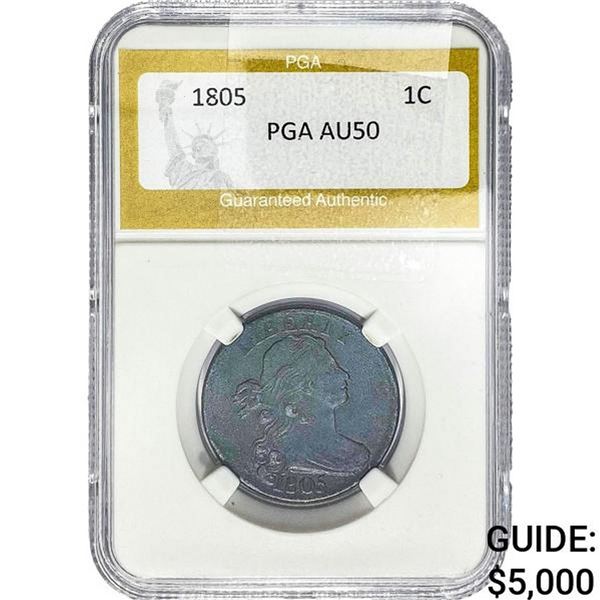 1805 Draped Bust Large Cent PGA AU50