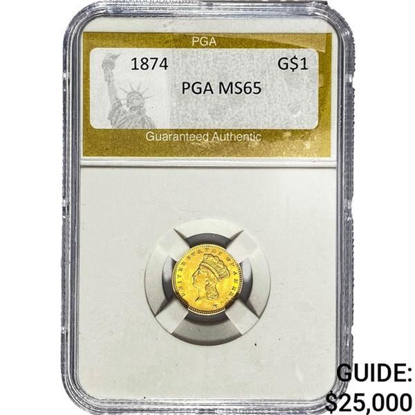 1874 Rare Gold Dollar PGA MS65