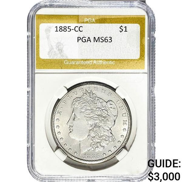 1885-CC Morgan Silver Dollar PGA MS63
