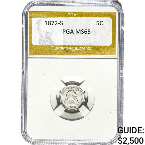 1872-S Seated Liberty Half Dime PGA MS65