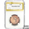 Image 1 : 1818 Coronet Head Large Cent PGA MS63 Red