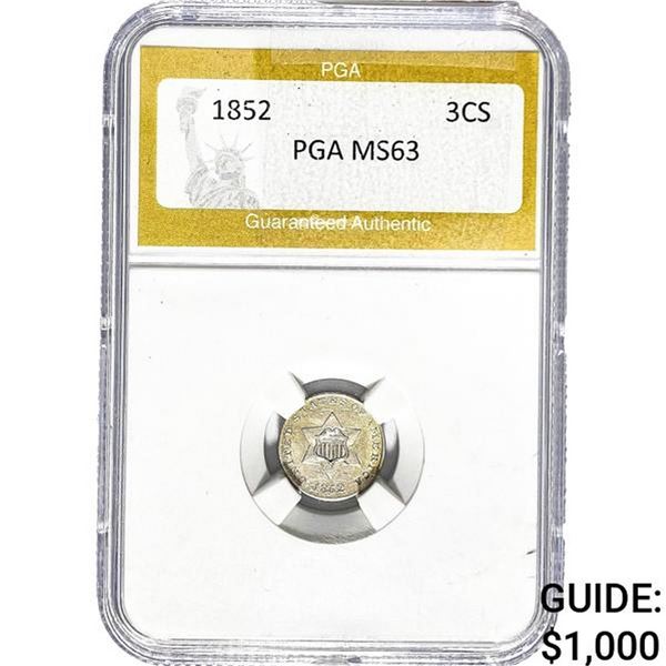 1852 Silver Three Cent PGA MS63