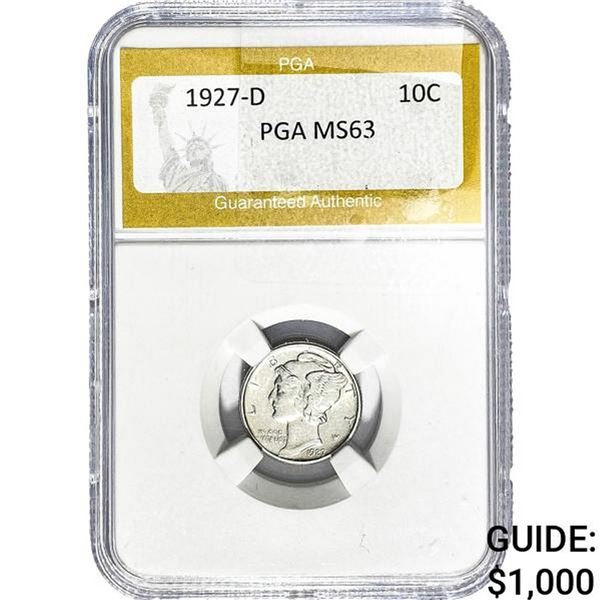 1927-D Mercury Silver Dime PGA MS63