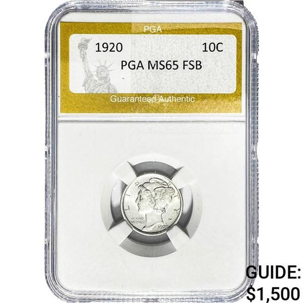 1920 Mercury Silver Dime PGA MS65 FSB