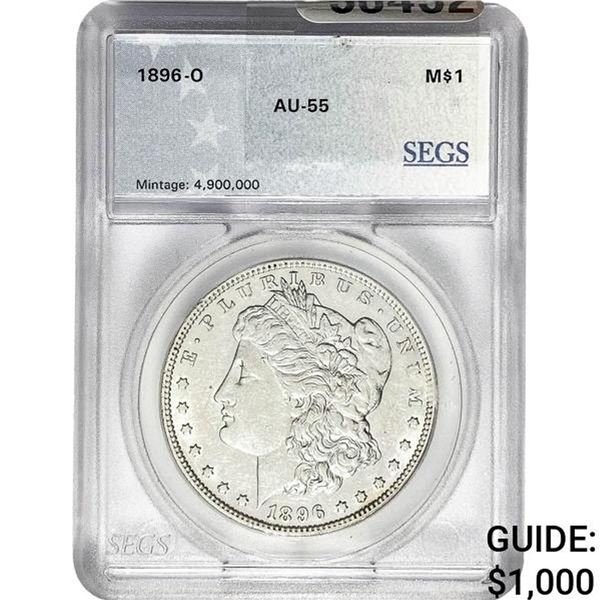 1896-O Morgan Silver Dollar SEGS AU55
