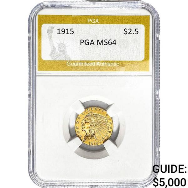 1915 $2.50 Gold Quarter Eagle PGA MS64