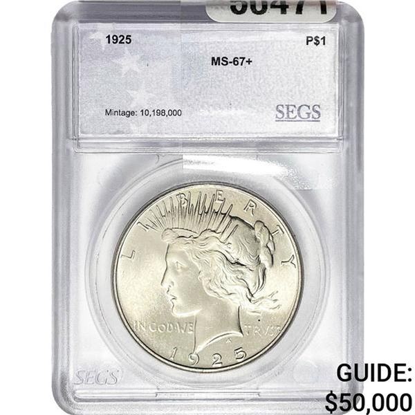 1925 Silver Peace Dollar SEGS MS67+