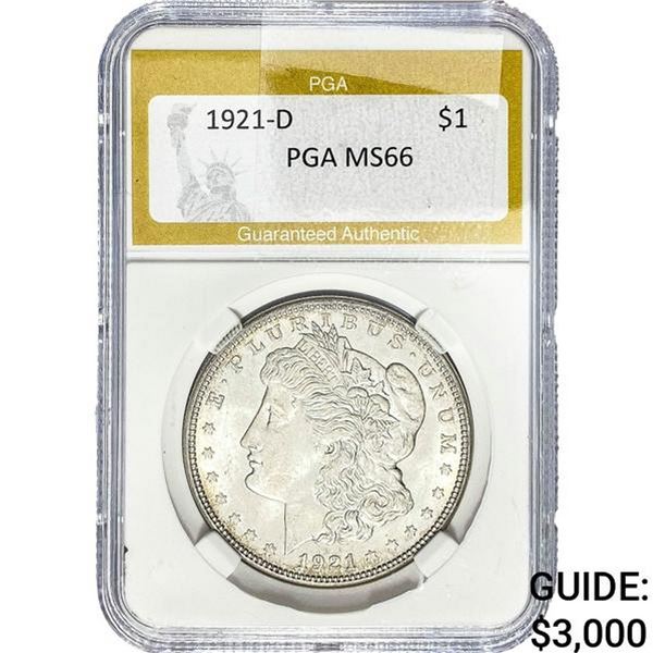 1921-D Morgan Silver Dollar PGA MS66