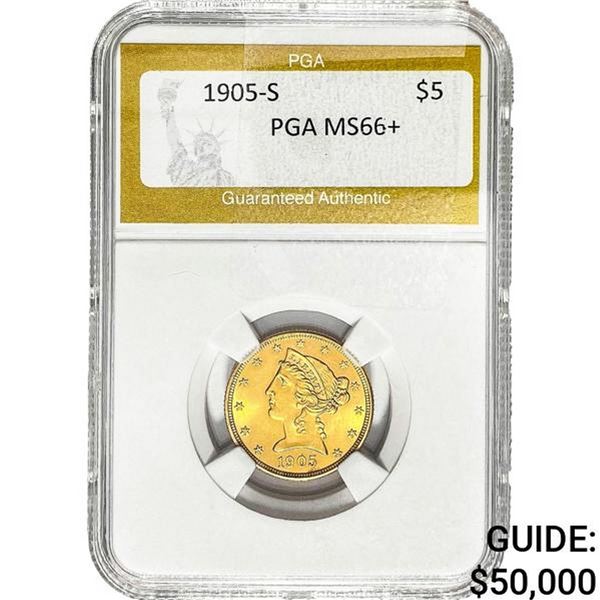 1905-S $5 Gold Half Eagle PGA MS66+