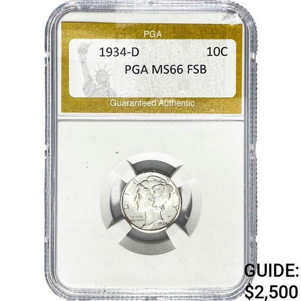 1934-D Mercury Silver Dime PGA MS66 FSB