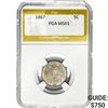 Image 1 : 1867 Shield Nickel PGA MS61