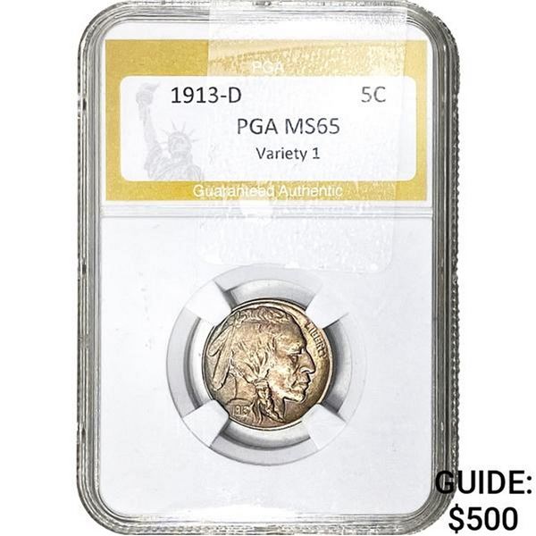 1913-D Buffalo Nickel PGA MS65 VAR 1