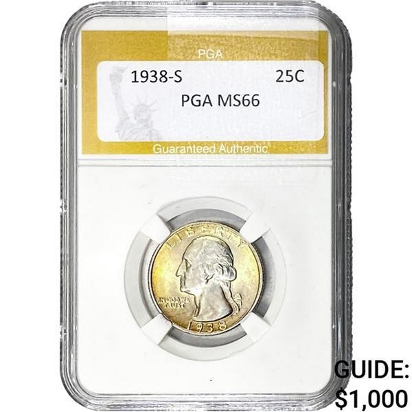 1938-S Washington Silver Quarter PGA MS66