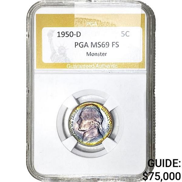 1950-D Jefferson Nickel PGA MS69 FS Monster
