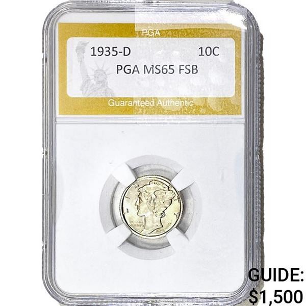 1935-D Mercury Silver Dime PGA MS65 FSB