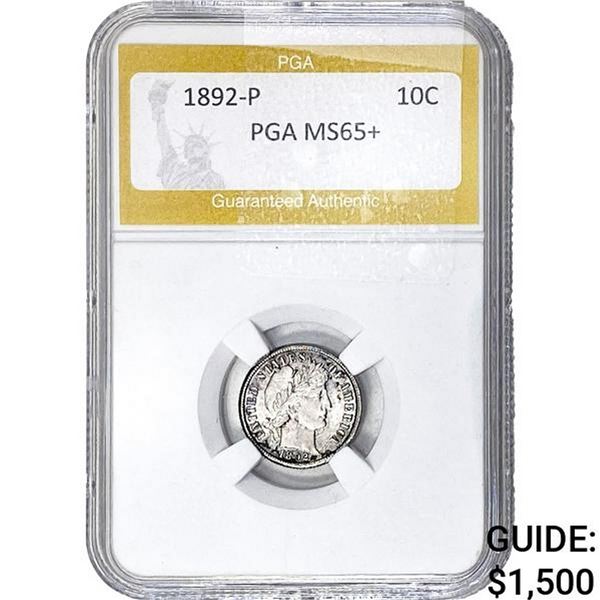 1892-P Barber Dime PGA MS65+
