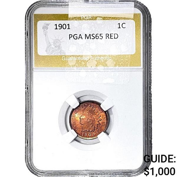 1901 Indian Head Cent PGA MS65 Red