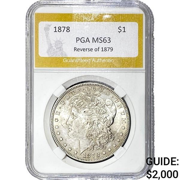 1878 REV. 79 Morgan Silver Dollar PGA MS63