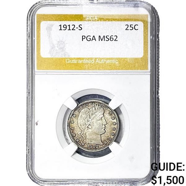 1912-S Barber Quarter PGA MS62